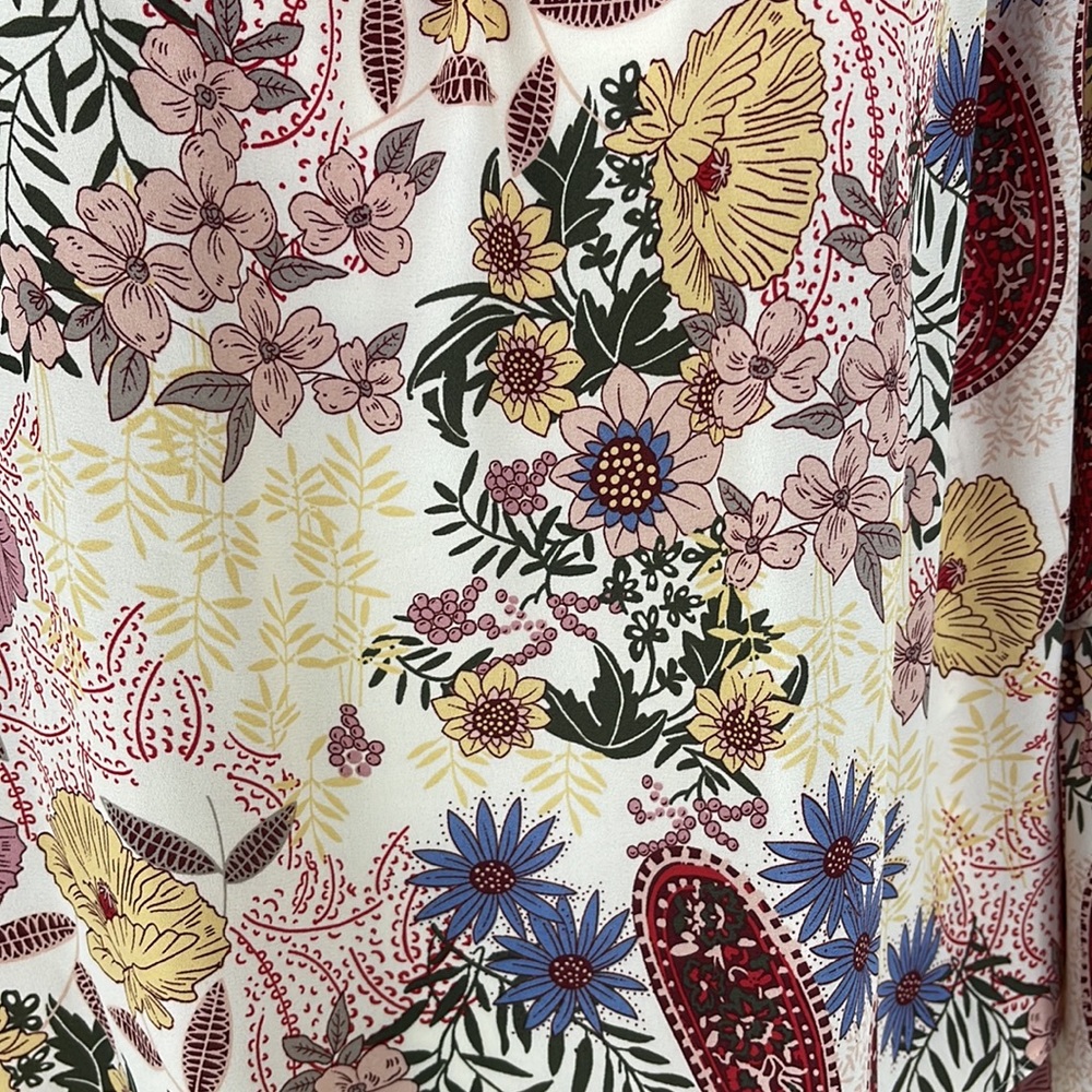 Flowered & Paisley On/ Off Shoulder Top with Flounce Sleeve - Picture 2 of 6